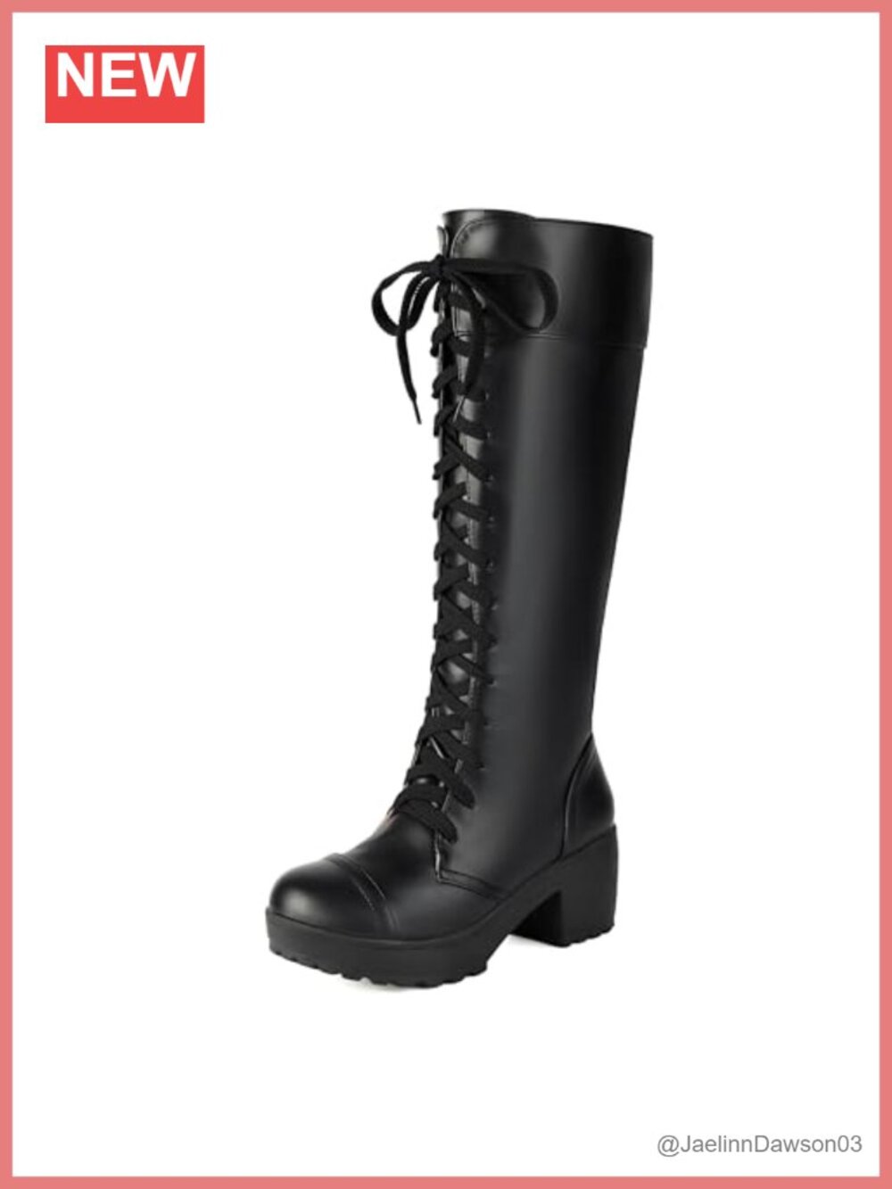 Women's Knee High Combat Boots Goth Platform Lace Up Block Heel